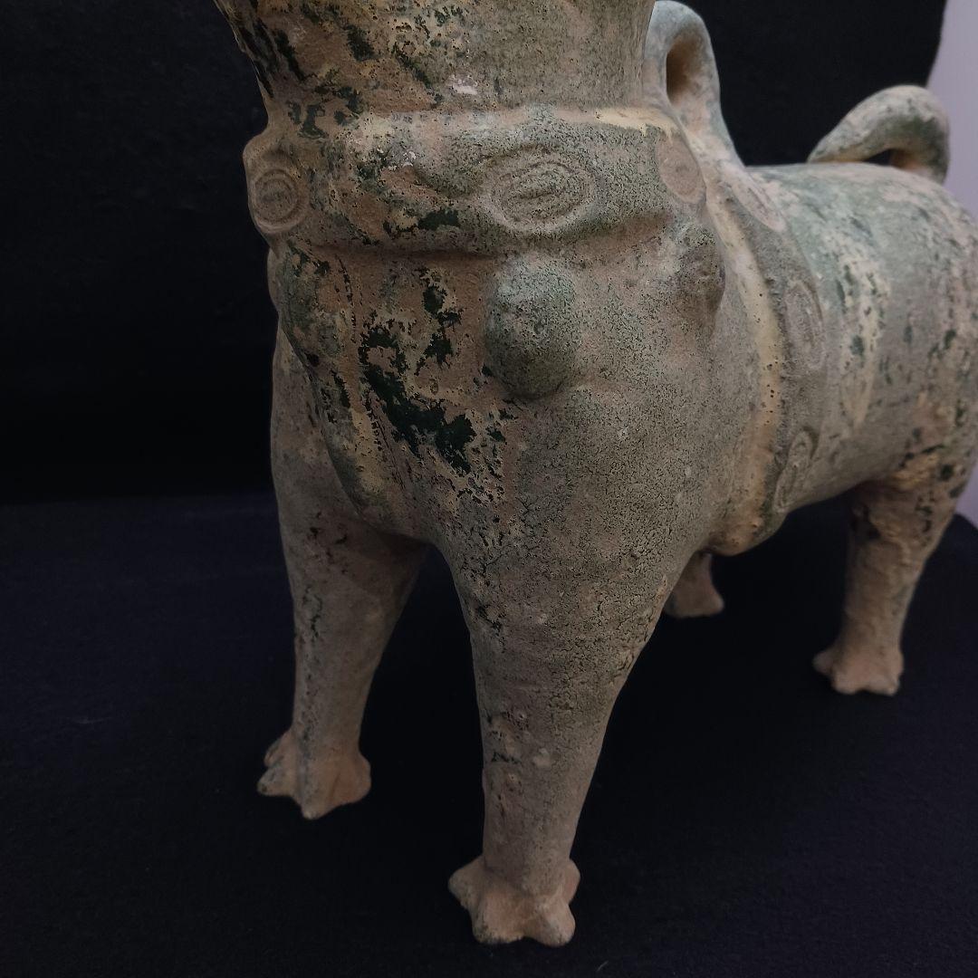 Y2952-1 中国 漢代 緑釉犬 置物 高さ34㎝