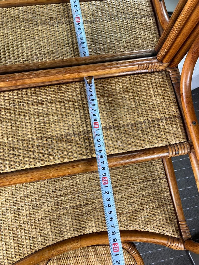 即購入不可　昭和レトロ×天然素材　籐製ミラー付きドレッサー＆スツールセット