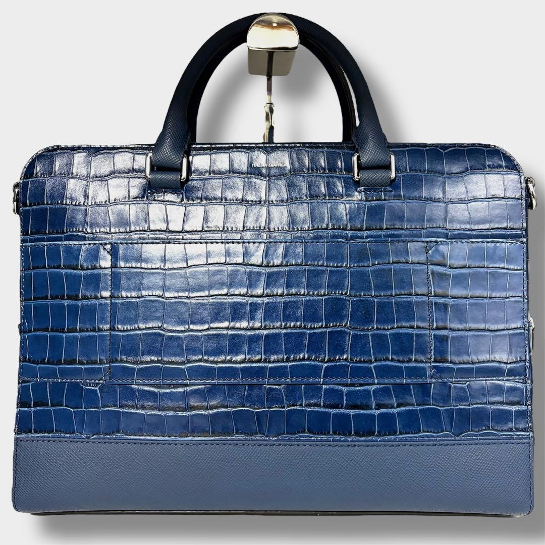 未使用級 2way マイケルコース クロコ型押 イタリアンレザー ブリーフケース