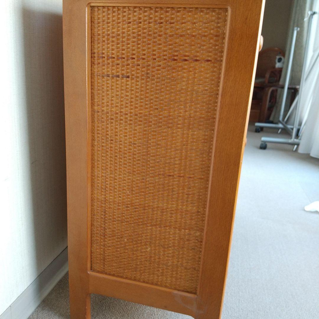 オールドカリモク キャビネット 電話台 収納 棚 ラタン