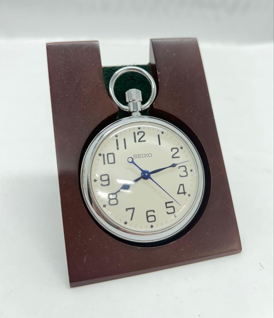 B*ン様 セイコー　懐中時計　クオーツ　廣瀬商会１００周年　鉄道時計　青針　稼働