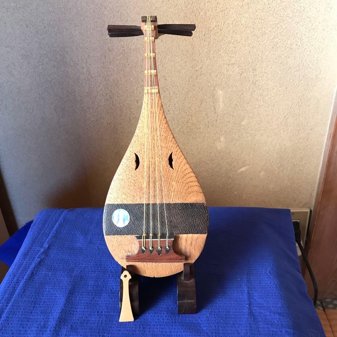 平家琵琶　ミニチュアと台　撥