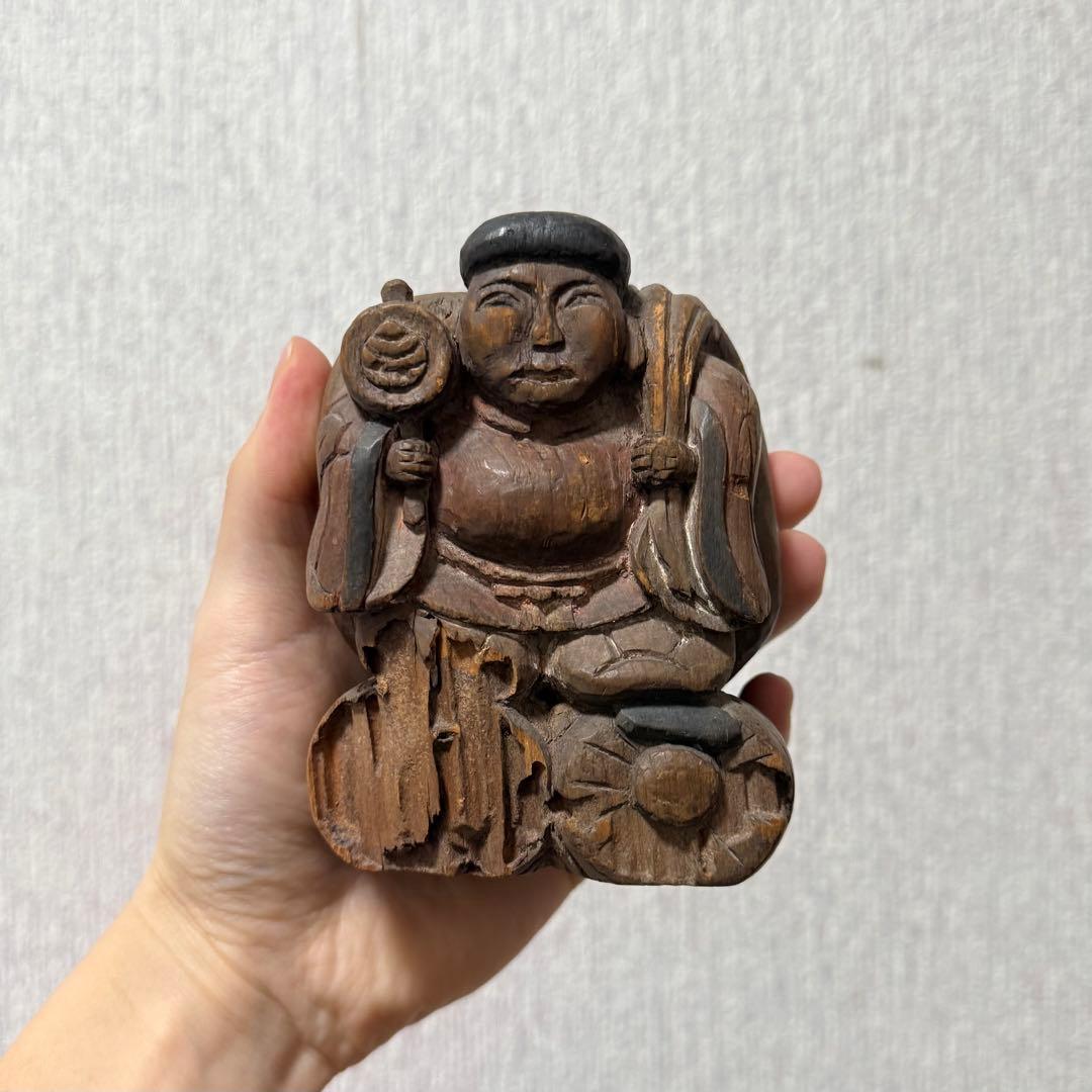 七福神 大黒天 恵比寿天 民衆仏 仏像 木彫 江戸時代 古美術 骨董 古民藝