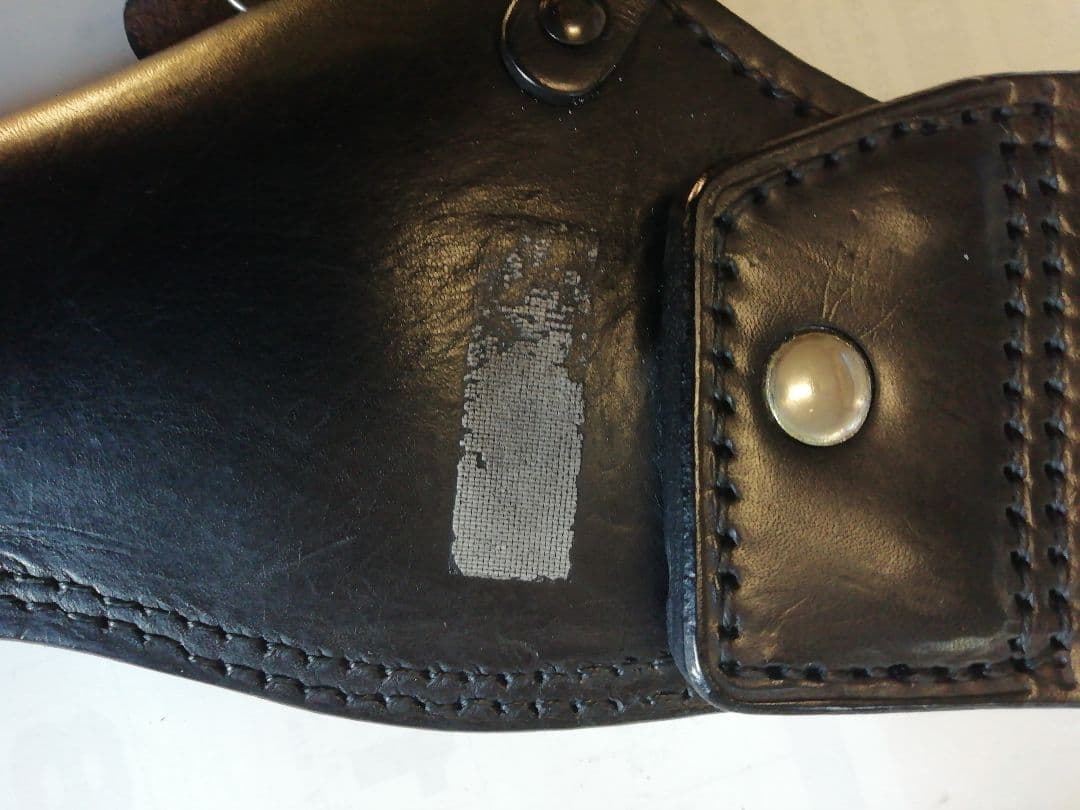 ブラックレザー 右利き用ホルスター　個人装備品　株和宏製造