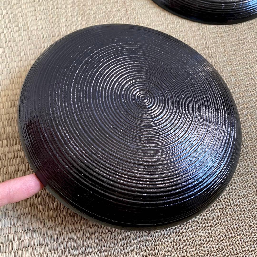 美品 輪島塗 【筋入銘々皿 5客組】菓子皿 千筋 天然木 漆塗 懐石 茶道具