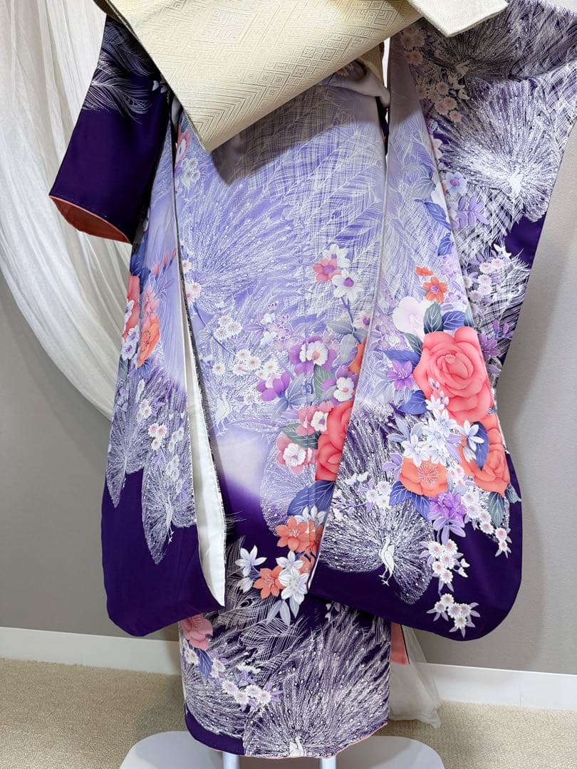 ❣️大特価❣️ 美品　正絹　振袖フルセット　新品長襦袢　成人式　青紫色　佐賀錦