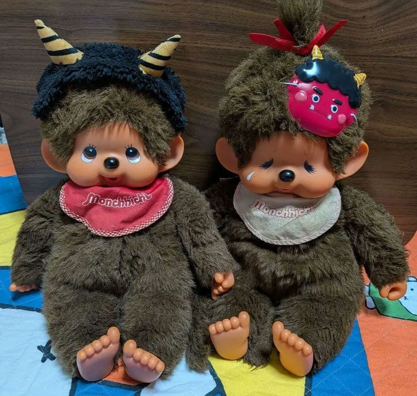 茶色い目 ふたごのモンチッチ Lサイズ 43㌢ 泣き顔の女の子 鬼仕様