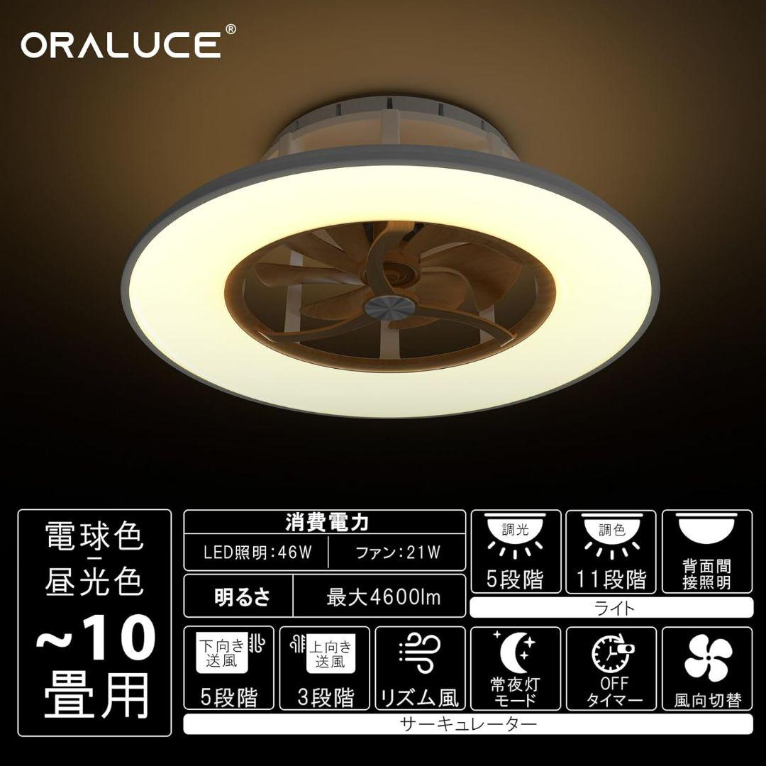 ファン 付 LED シーリングライト 〜10畳 用 木目調 リモコン付 未使用品