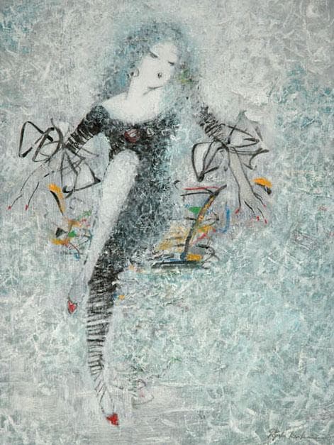 油絵 菅家令子 絵 絵画 インテリア uF6-010711 人物 女性像