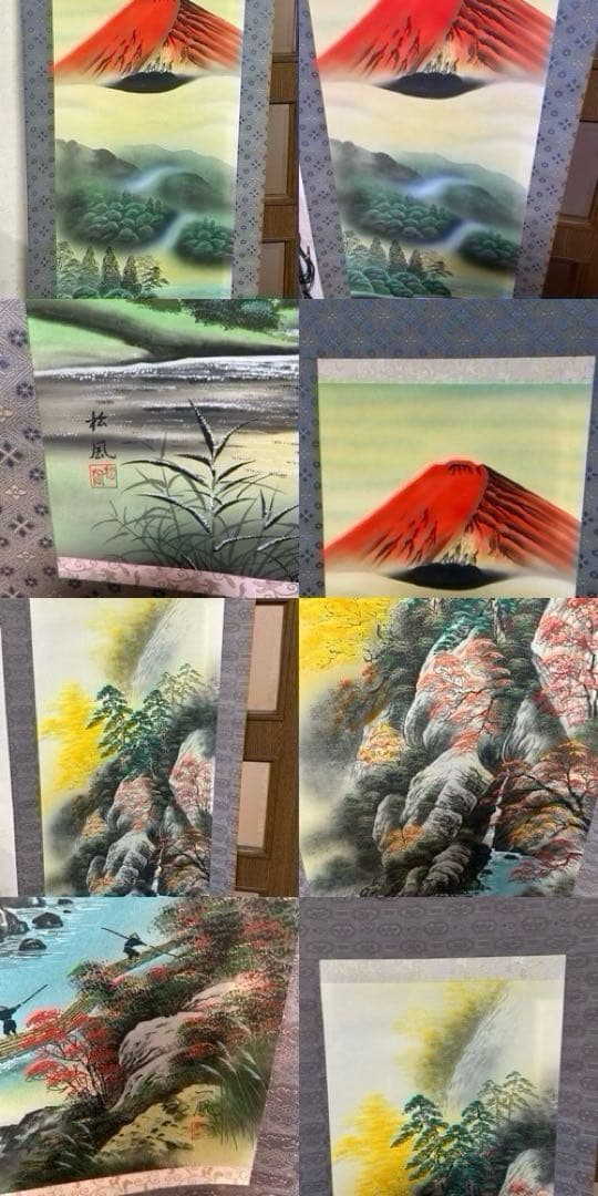 掛け軸12本　桐箱セット　銀座トップアート