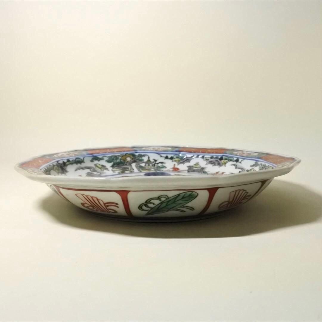 江戸後期　伊万里　色絵　獅子図　中皿　骨董品　アンティーク　h