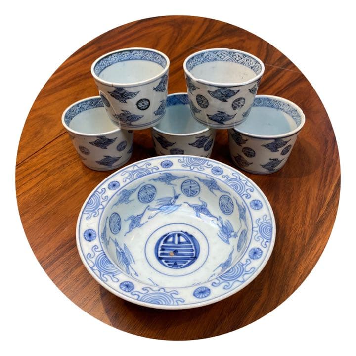 古伊万里　蕎麦猪口　5客と鉢　揃い