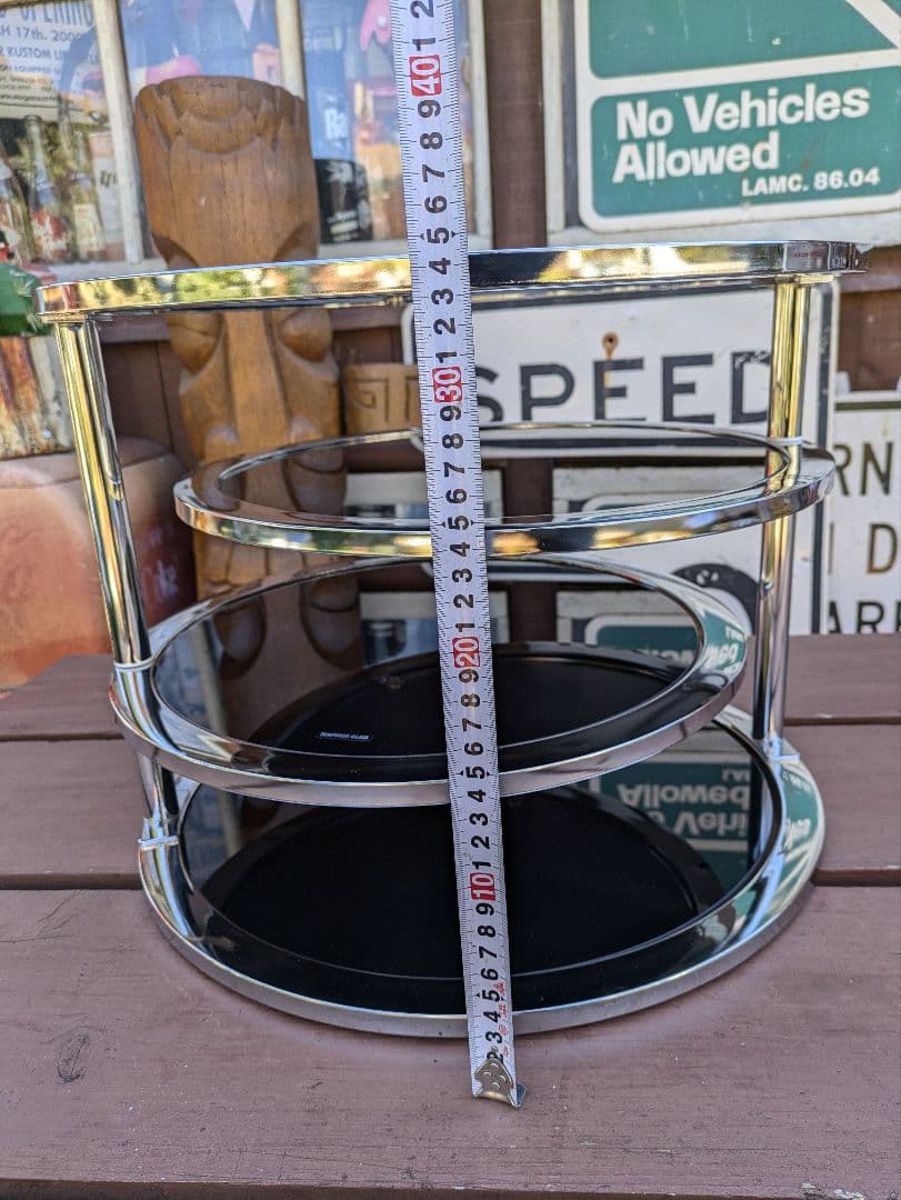 ミッドセンチュリー　スペースエイジ　ラウンドテーブル　強化ガラス　ガラステーブル