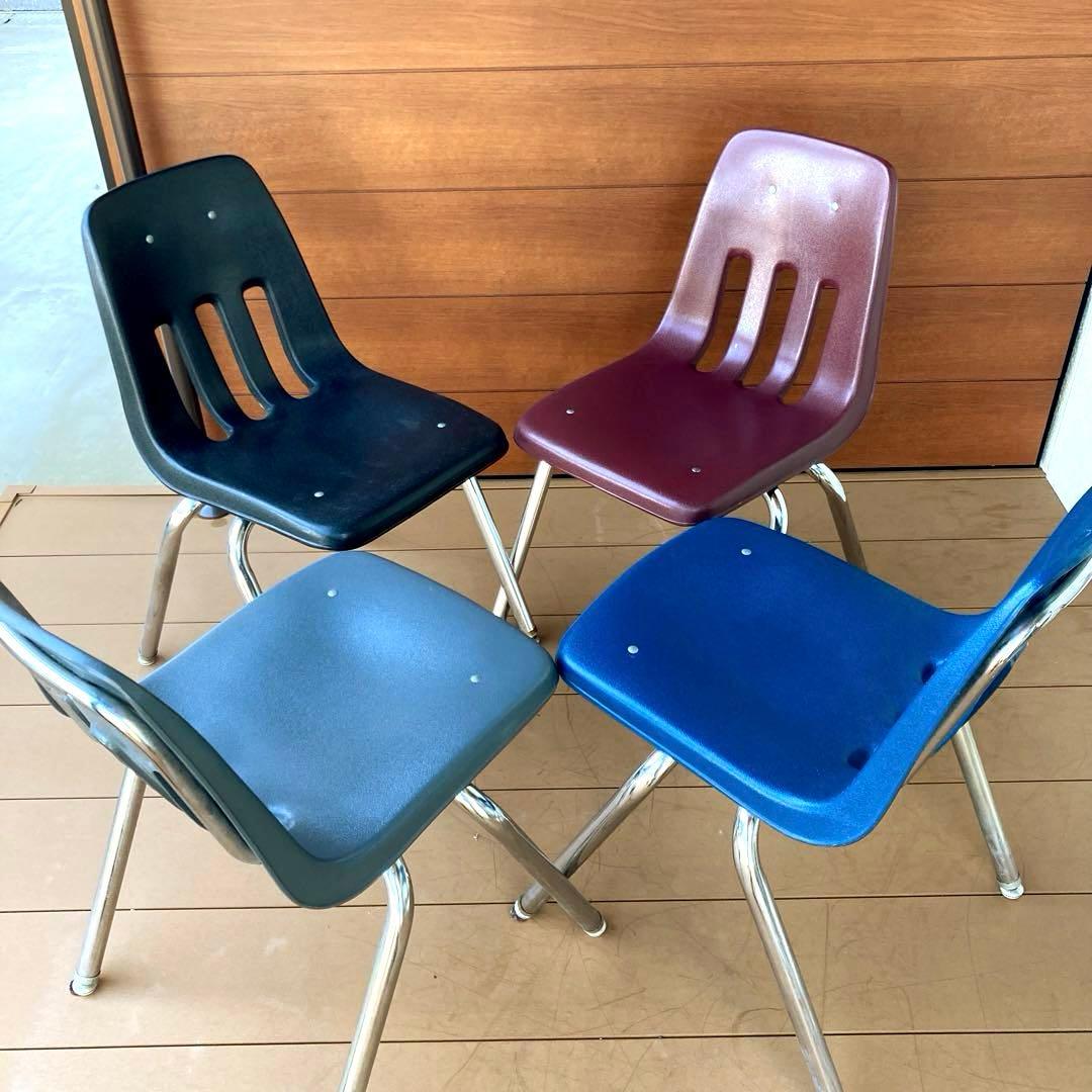 【Tks】①VIRCO社製 スタッキングチェア 4脚セット