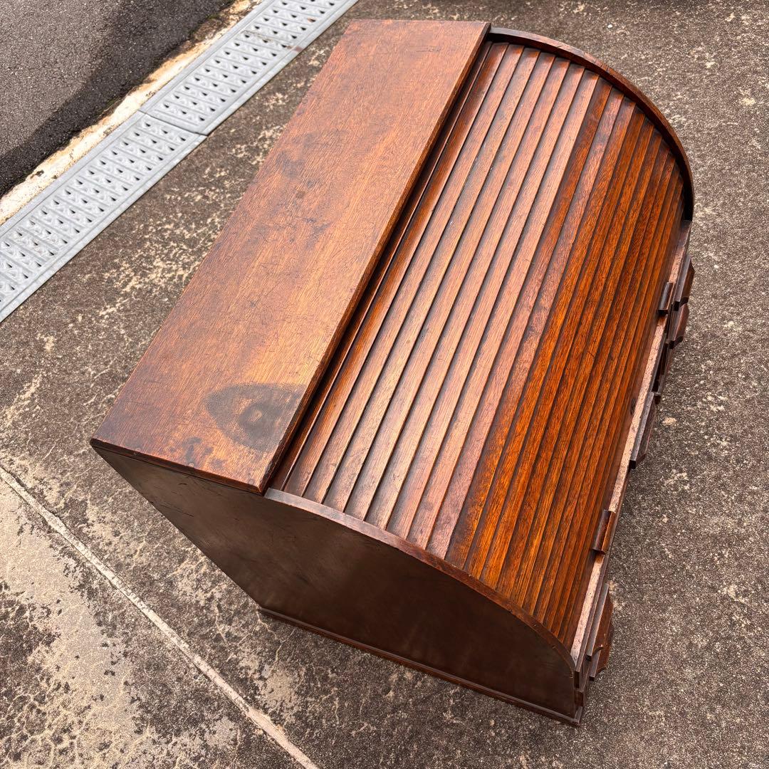 アンティーク 家具 ロールトップデスク 蛇腹机