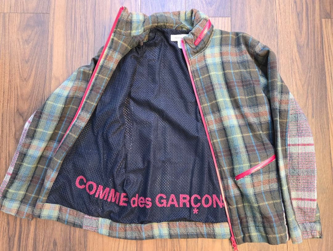 美品COMMEdesGARONS SHIRTSチェック切り替えウールブルゾン