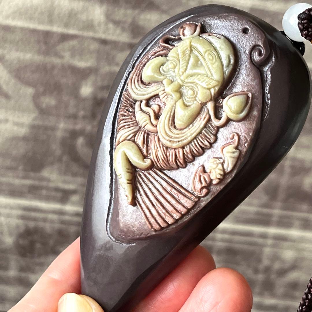 レア 天然石 パープル ローブジェイド 硬玉 ジェダイト 彫刻 魔除け 希少品