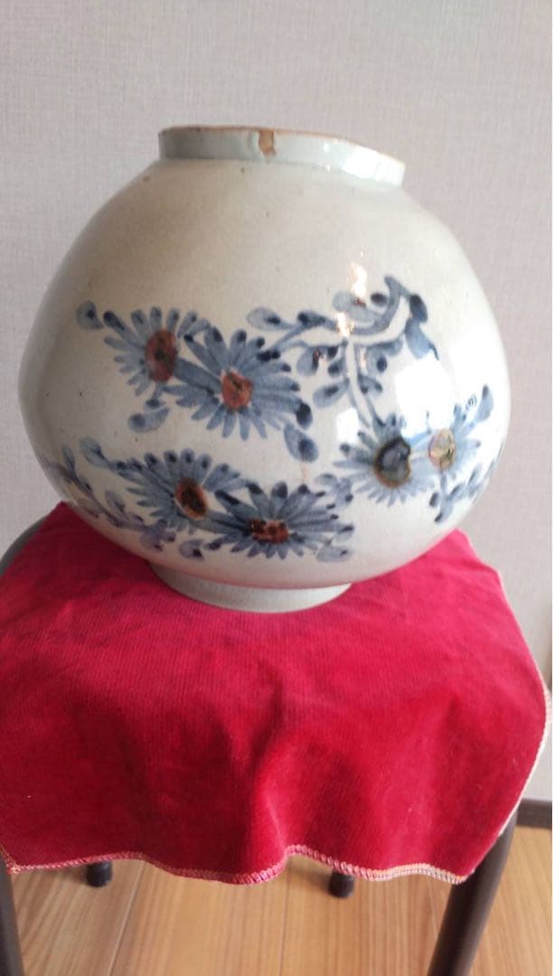 李朝辰砂染付壺