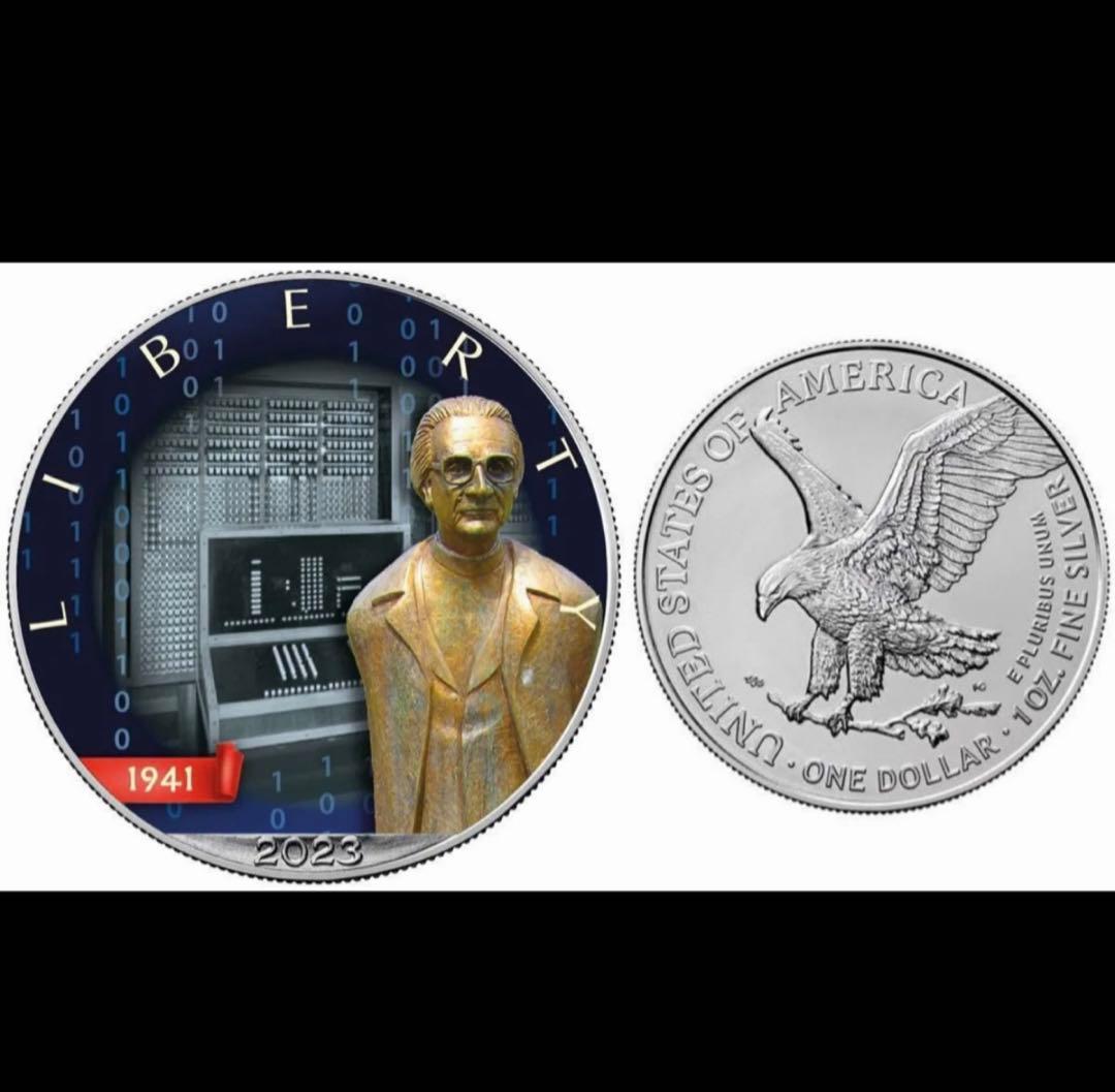 アメリカ イーグル 銀貨 発明:コンピュータ カラー 品質表示証付き 1オンス