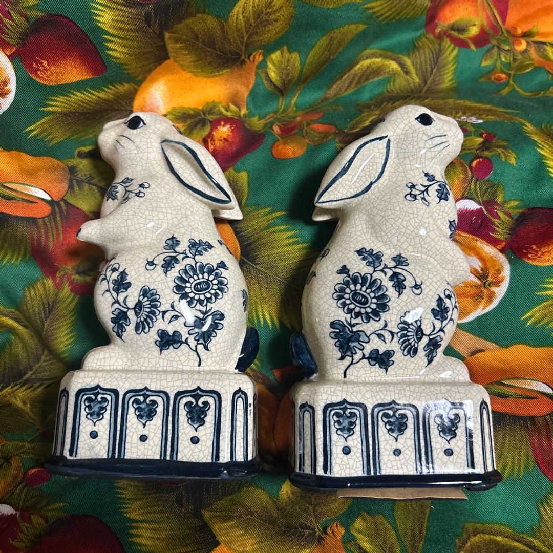 ★超お得★うさぎの置物　陶器　古道具　2個セット　ヴィンテージ　美品 激レア