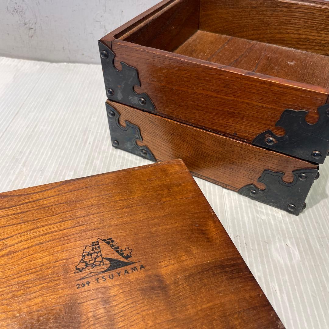 希少　古民具・骨董　立派な金具が印象的な硯箱(小引き出し、小箱、小物入れ、木箱)