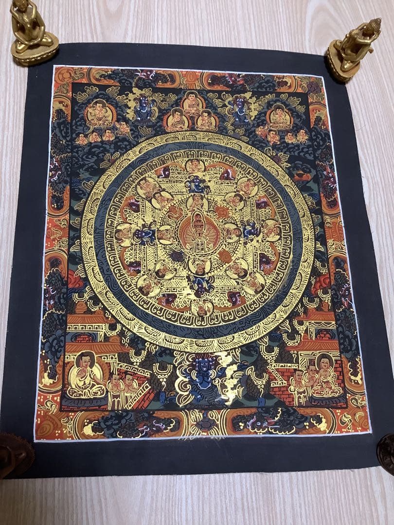 《 チベット密教　新品　1点物 》 手描き　釈迦　仏陀　曼荼羅　仏教　密教　33