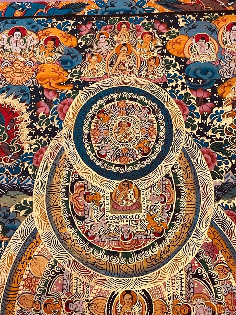 チベット密教 手描き曼荼羅（マンダラ）タンカ 新品・一点物 肉筆画 D4