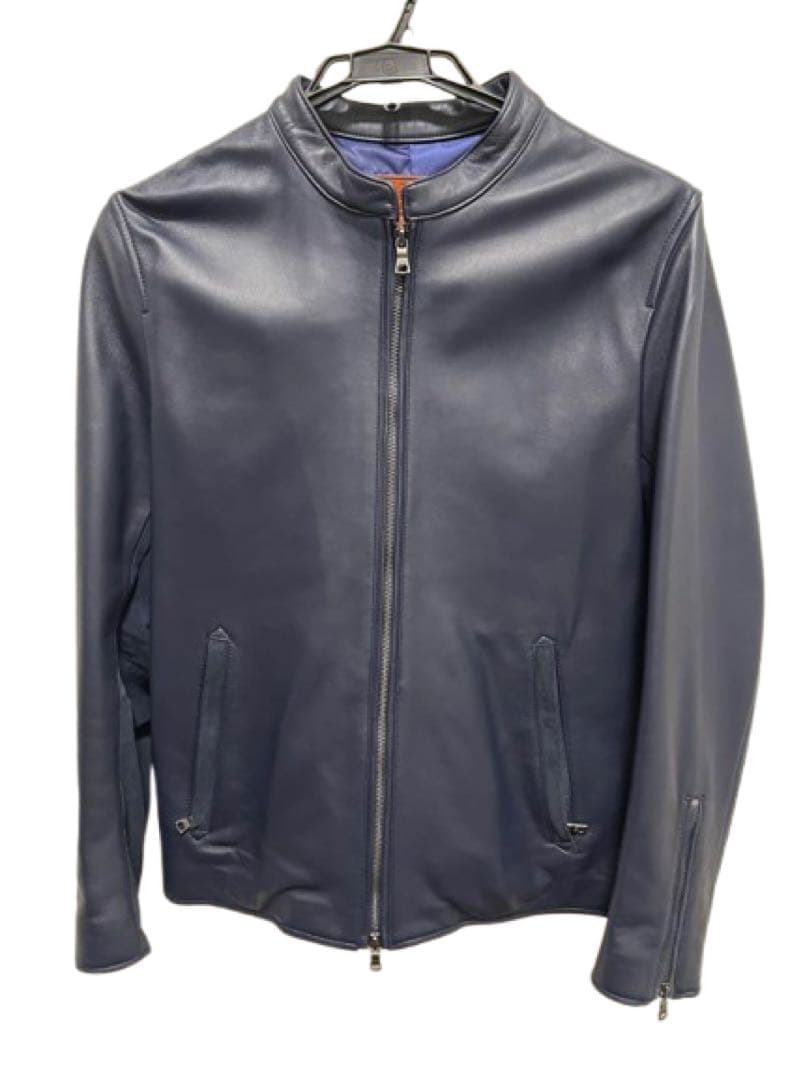 参価7.7万【ダファー】インディゴレーベル ネイビーシングルレザーライダース