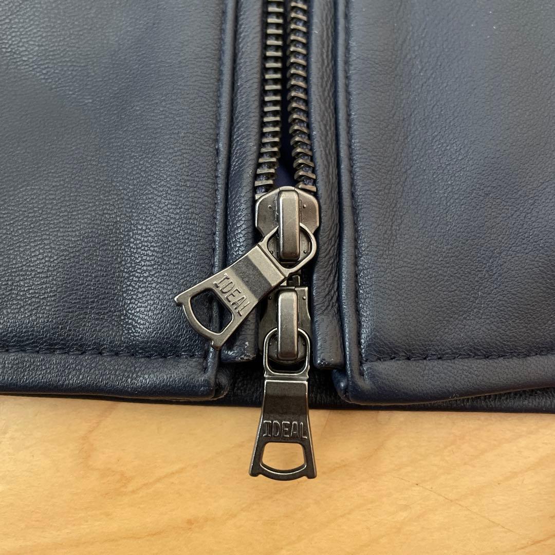 参価7.7万【ダファー】インディゴレーベル ネイビーシングルレザーライダース