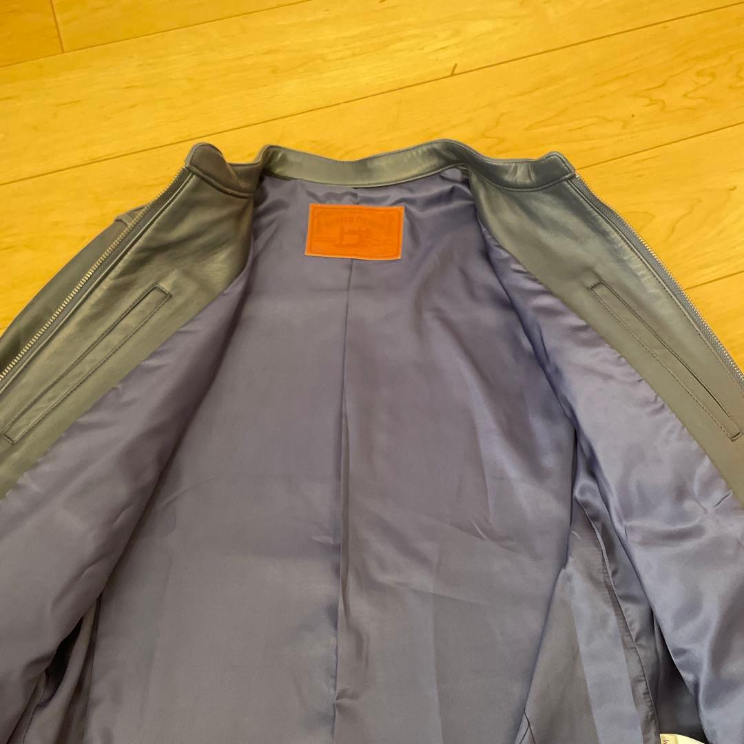 参価7.7万【ダファー】インディゴレーベル ネイビーシングルレザーライダース