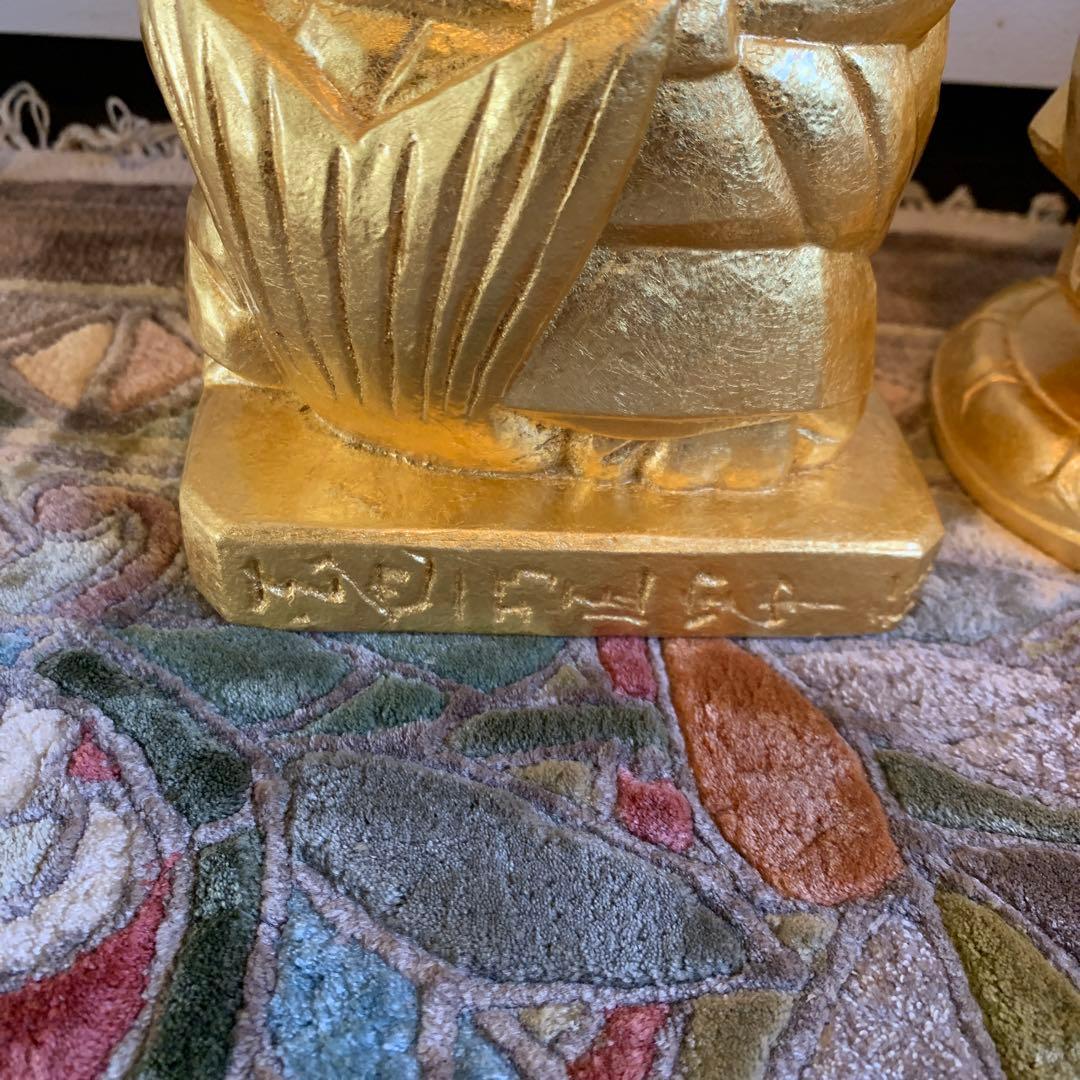 平櫛田中 満徳恵比寿尊 福聚大黒天尊 ブロンズ像 金 一対 福の神 保証書付き