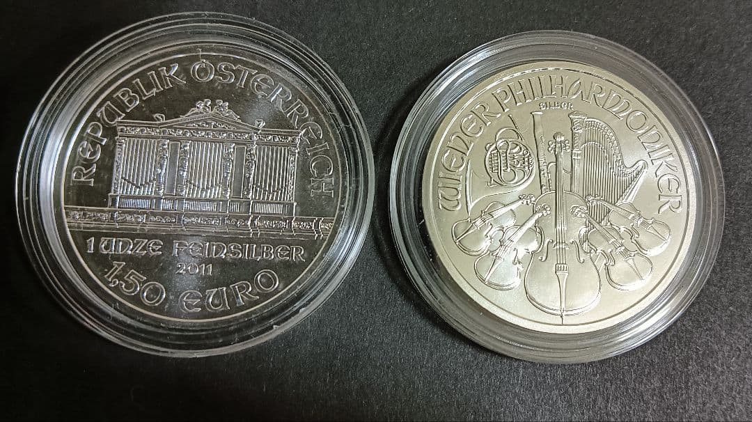 ２枚☆☆ウィーン・ハーモニー銀貨(１oz)☆☆カプセル入り
