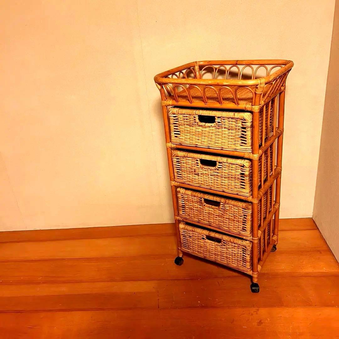 ラタン　ランドリーチェスト　棚