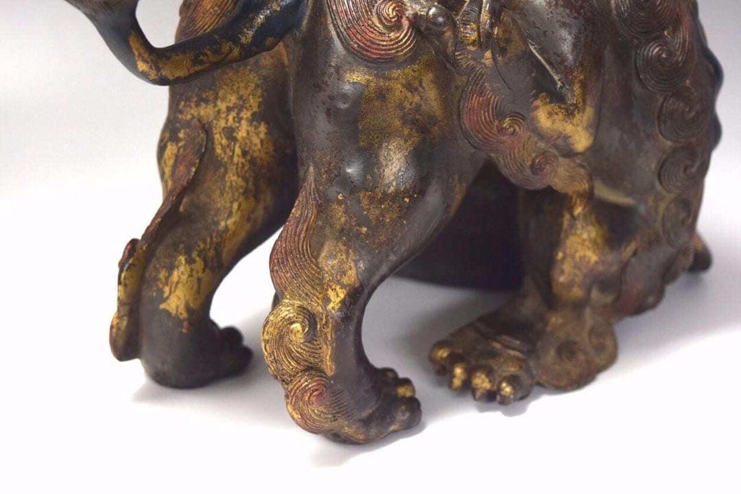 鍍金古銅獅子香爐