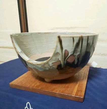 美品 陶器風炉★電熱器、楡材敷板、特注品金属底板のセット