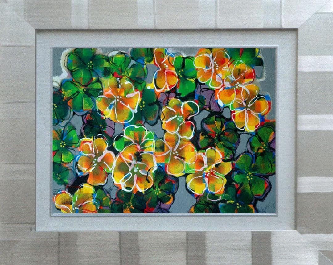 油絵 菅家令子 絵 絵画 インテリア 額付(銀) F4-091616 花