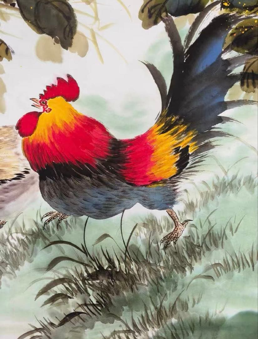 【本日特価】吉祥高照 花鳥画 掛け軸｜三尺 中堂 大幅・和室 茶室向け 実物撮影