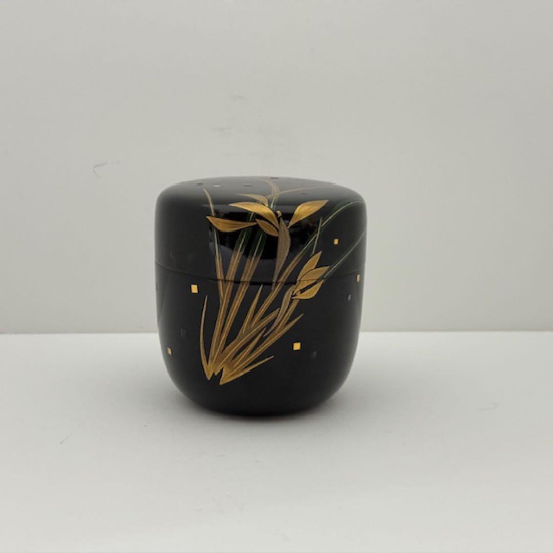 茶道具 輪島 浜崎貞鳳 蘭蒔絵棗 共箱 茶道