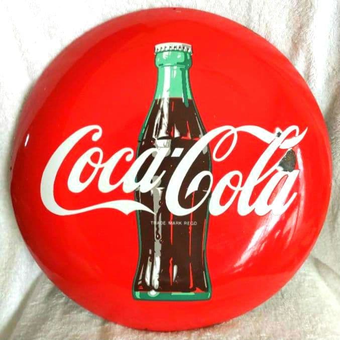 ヴィンテージ　コカコーラ　ボタンサイン　アメリカン　看板　36cm