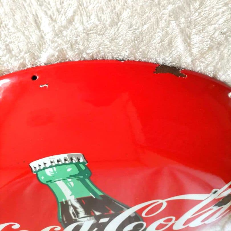 ヴィンテージ　コカコーラ　ボタンサイン　アメリカン　看板　36cm