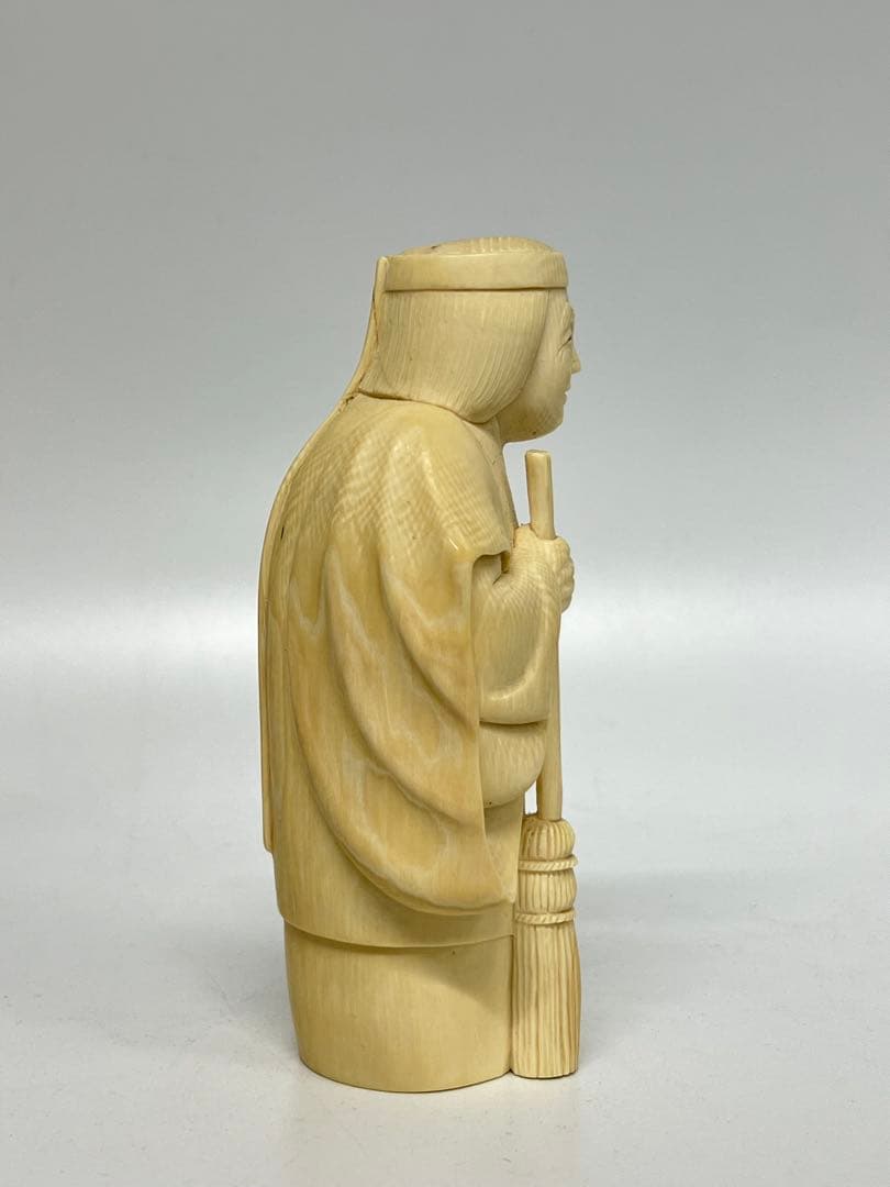 マンモス牙彫り　799g　高砂置物　信生作　芯彫り　最高級品