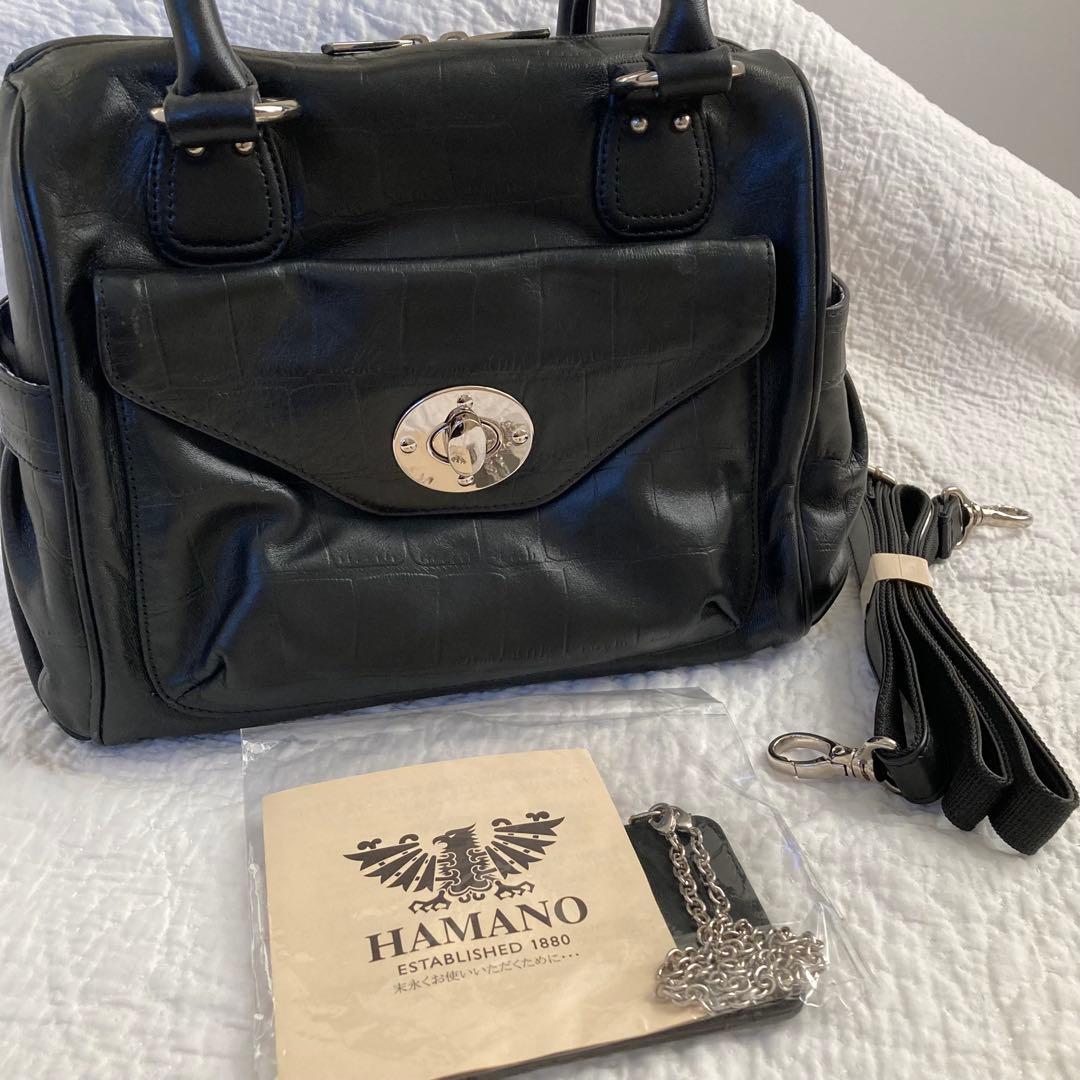 【未使用】濱野皮革工芸 ボストン ハンドバッグ ショルダーバッグ 斜めがけバッグ