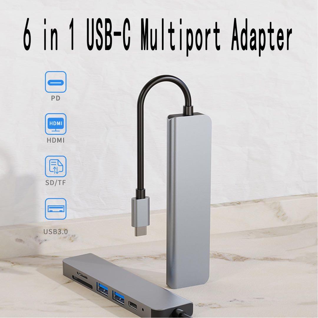 USB Cハブ 4K HDMI、VGE 6イン1 USB CマルチポートUSB