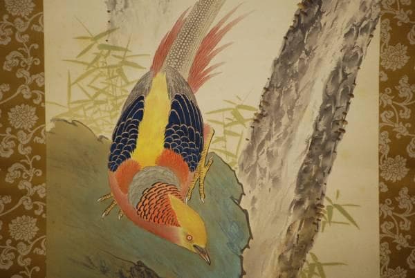 真作/笙鳳/金鶏図/布袋屋掛軸HD-139