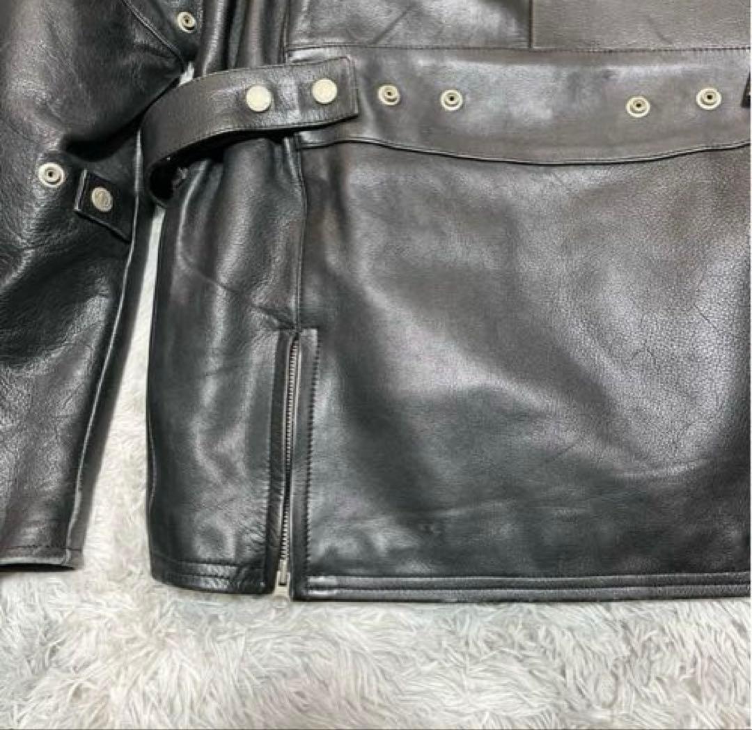 【良品】MOTO FIELD 牛革 レザーライダースジャケットBLACK LL