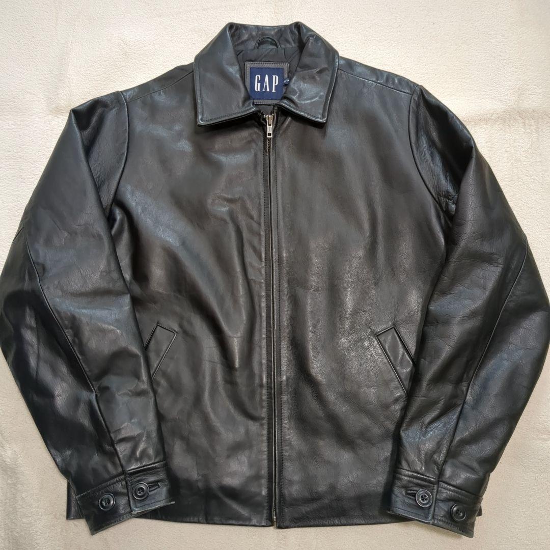 美品 オールドギャップ 牛革 レザージャケット ブラック ライダース