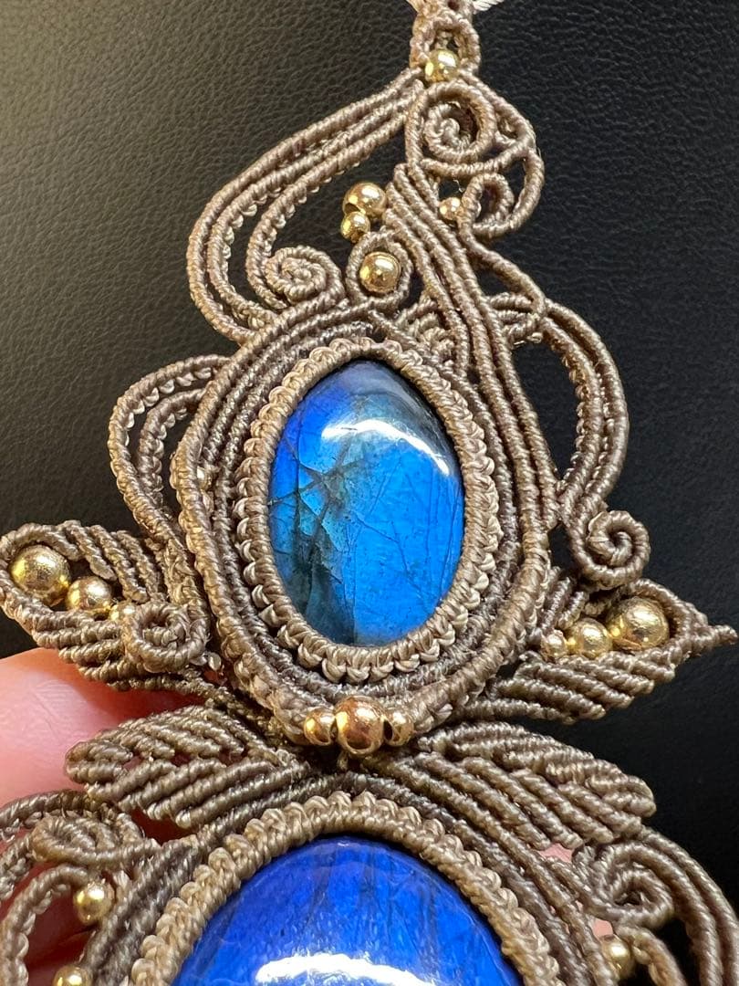 【handmade_Luna】マクラメ×ラブラドライト ネックレス