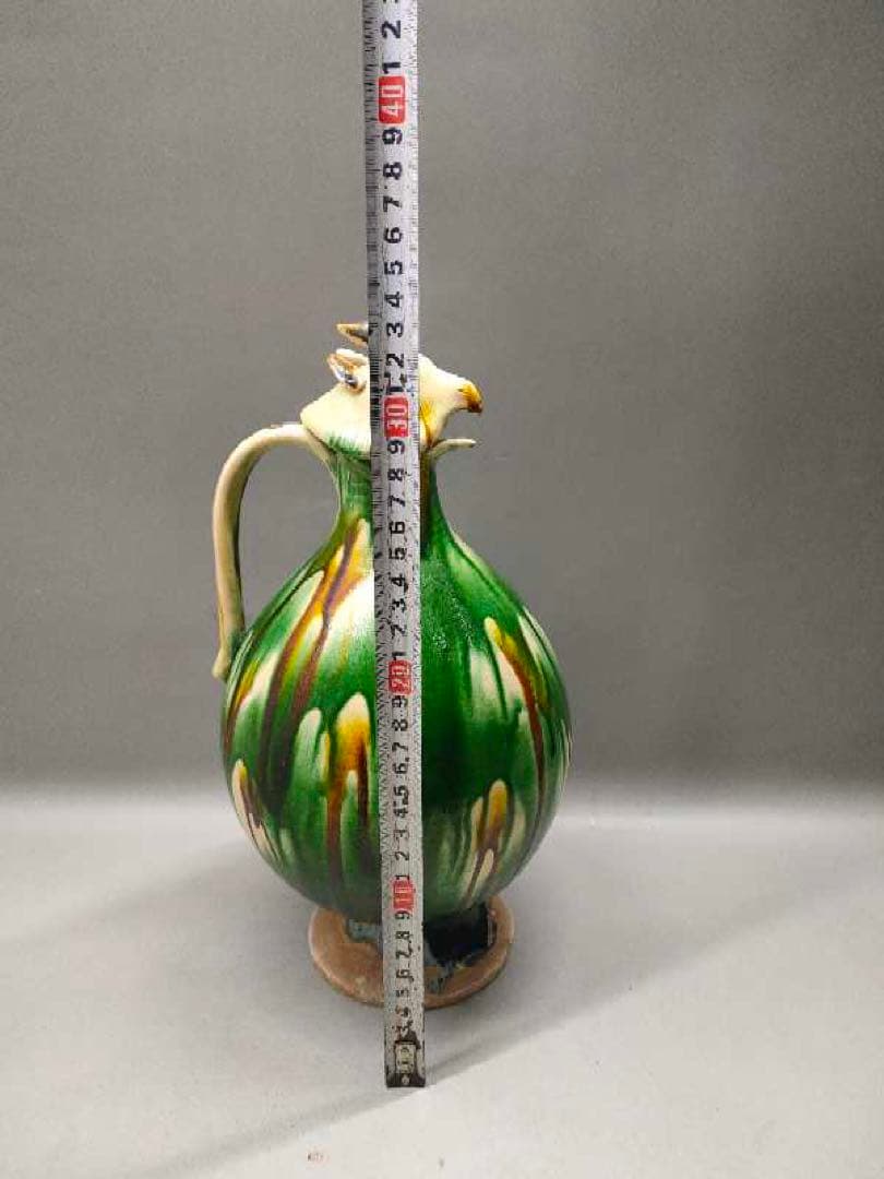 三彩鳳首執壺　陶芸　骨董品　古美術