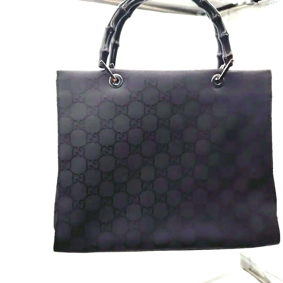 Gucci 　グッチ　GGパターン　バンブー 　ハンドバッグ 黒