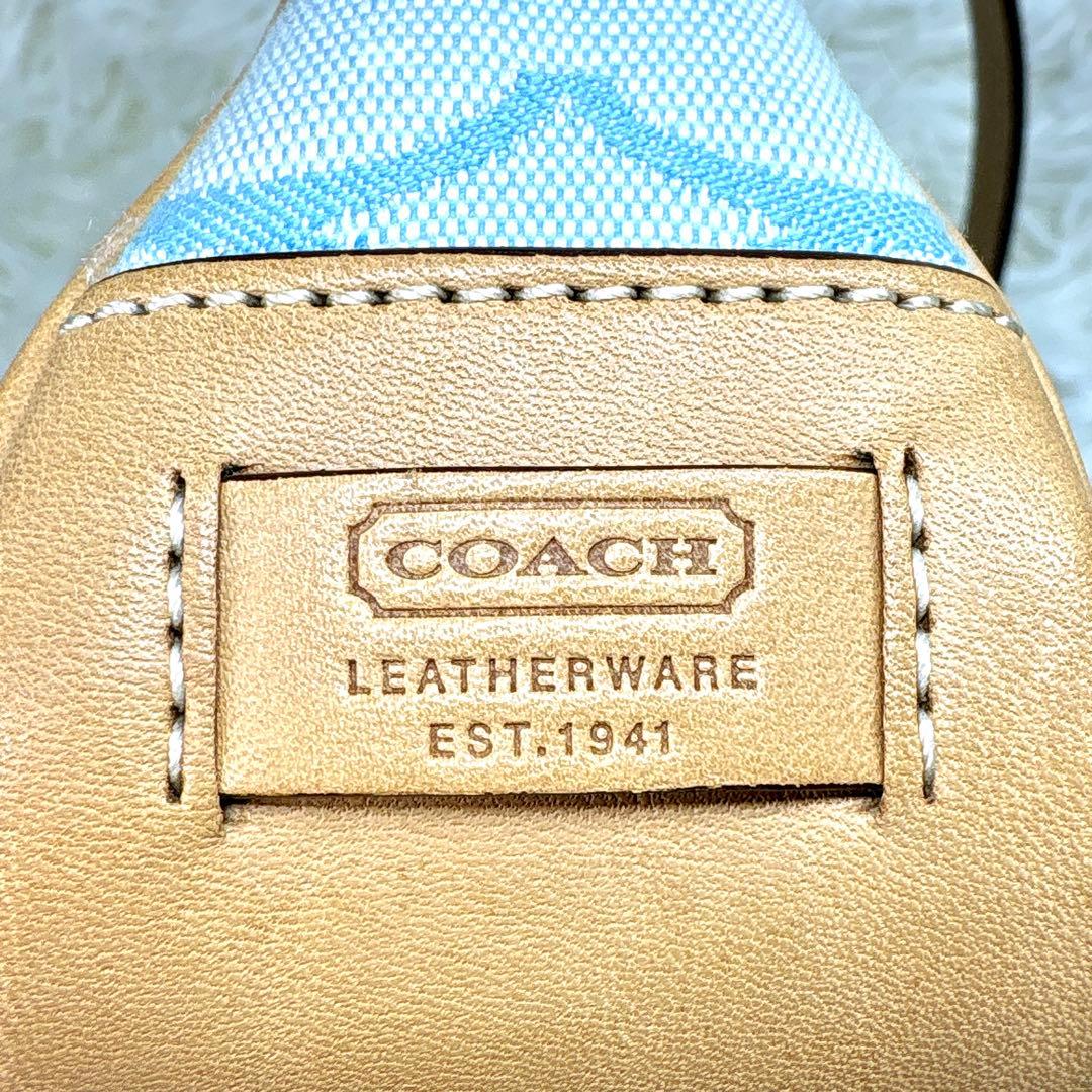 美品✨希少カラー COACH アクセサリーポーチ シグニチャー 水色 y2k